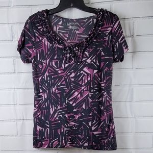 Merona Purple Short Sleeve Blouse Ruffles Medium